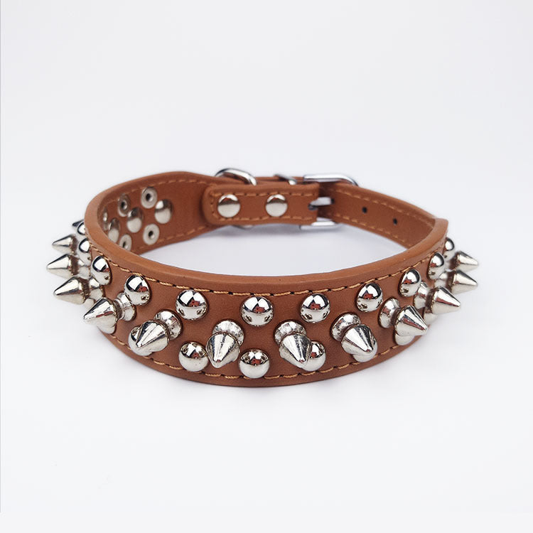 Leather Round Studded Dog Collar - Zenithzoo