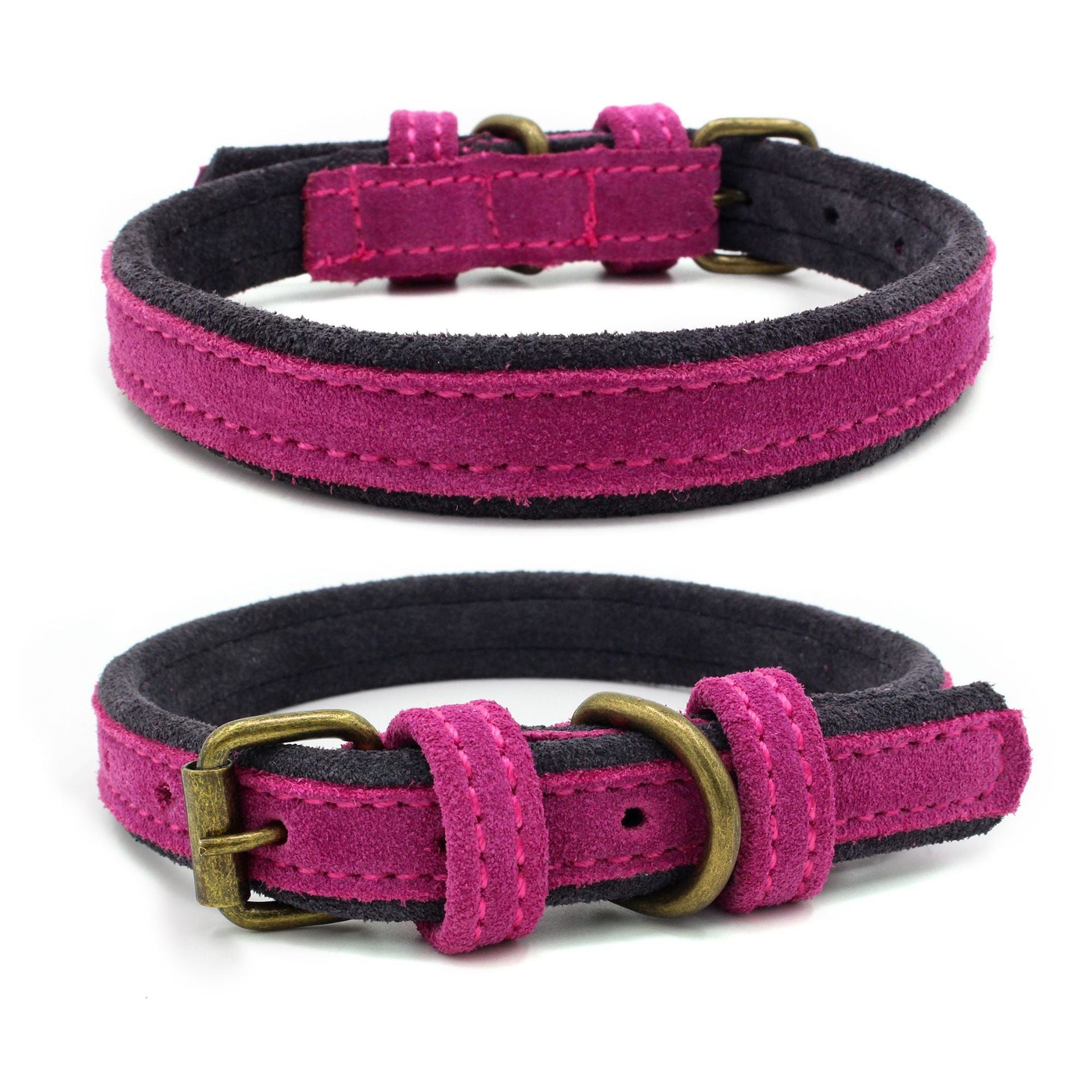 Double Contrast Color Nubuck Leather Pet Collar - Zenithzoo