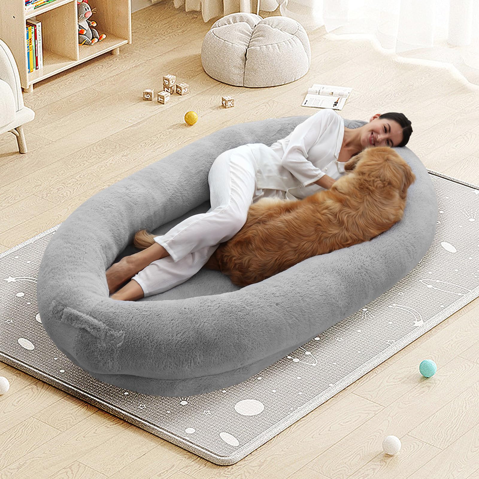 Faux Fur Human Dog Bed - Zenithzoo