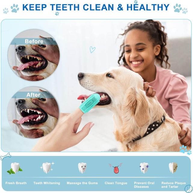 Dog Dental Care Kit - 4-Pack Finger Toothbrush for Effective Teeth Cleaning - Zenithzoo