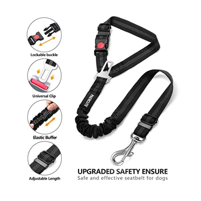 3-in-1 Removable Dog Seat Belt Harness for Car with Reflective Bungee Tether - Zenithzoo