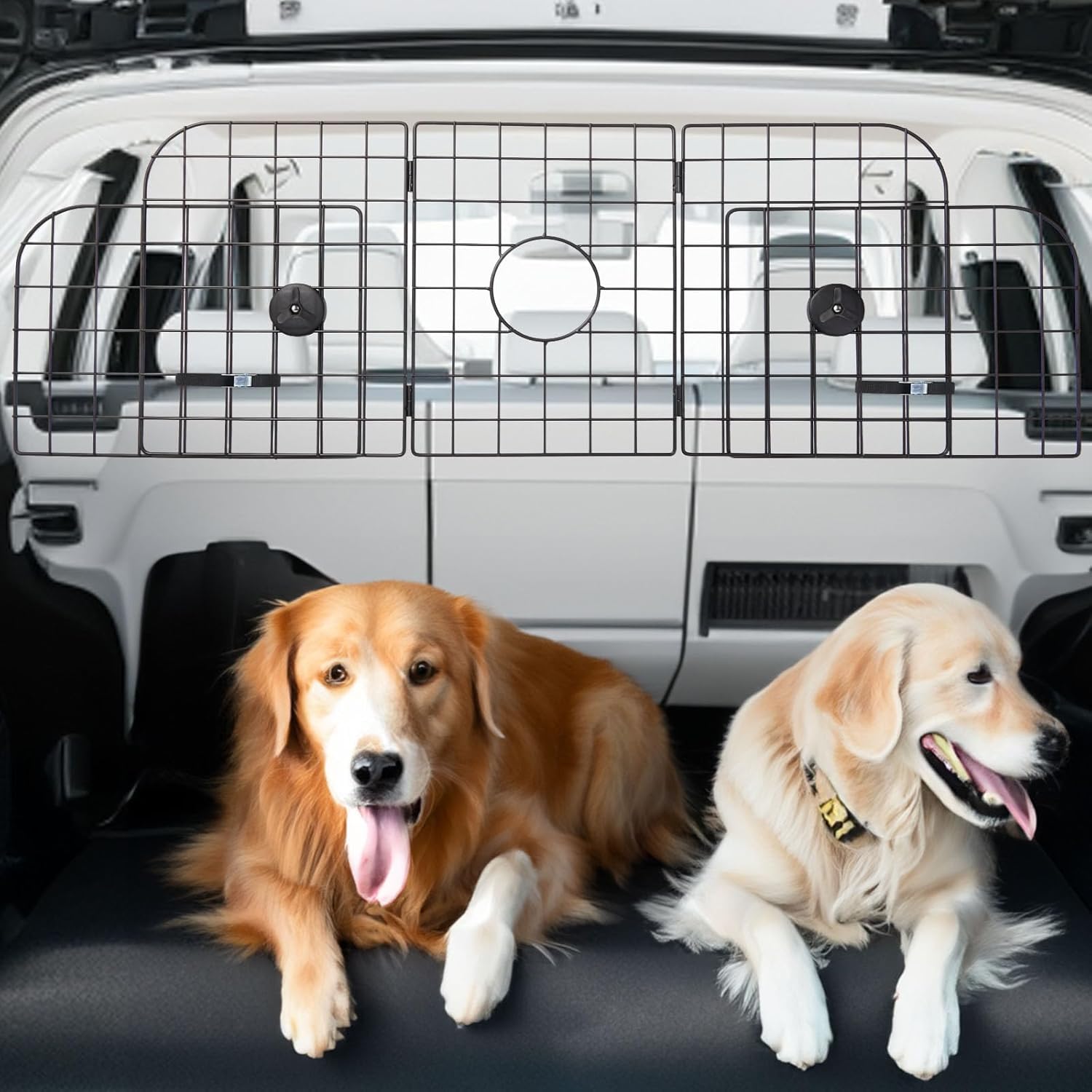 Dog Car Barrier for SUVs, Cars, Vehicles and Trucks Cargo Area, Universal Fit Adjustable Heavy-Duty Pet Divider Gate with Metal Mesh for Safety Driving Travel Accessories - Zenithzoo