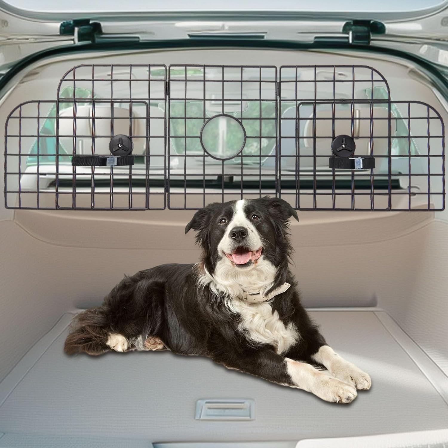 Dog Car Barrier for SUVs, Cars, Vehicles and Trucks Cargo Area, Universal Fit Adjustable Heavy-Duty Pet Divider Gate with Metal Mesh for Safety Driving Travel Accessories - Zenithzoo