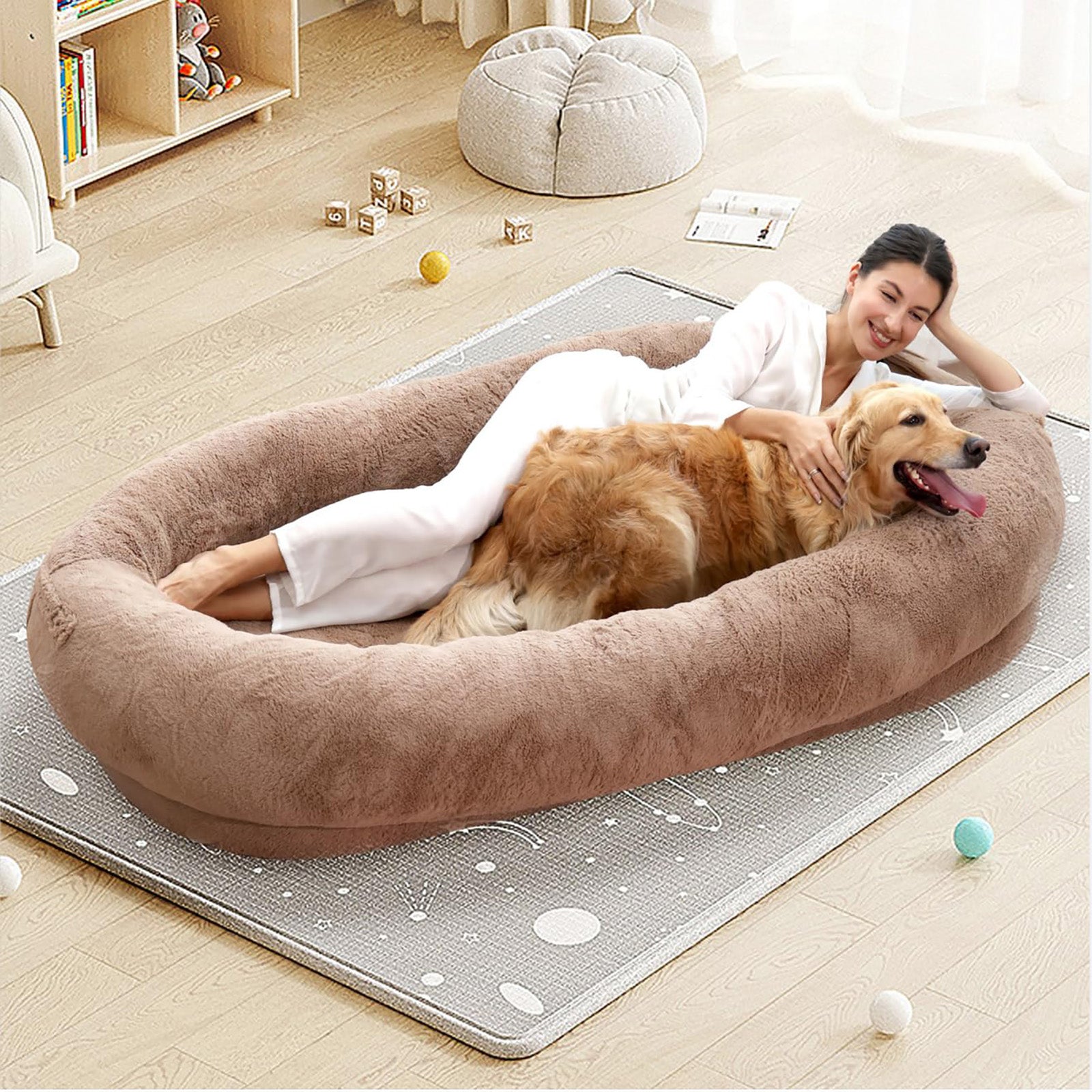 Faux Fur Human Dog Bed - Zenithzoo